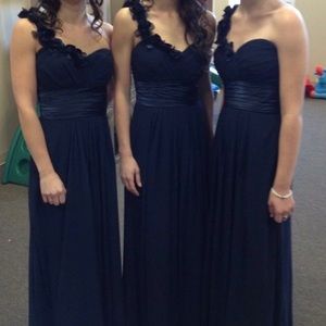 Navy Bill Levkoff Bridesmaid dress